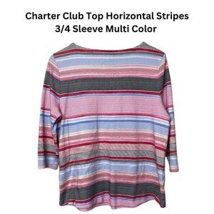 Charter Club Top Horizontal Stripes Multi Color Large